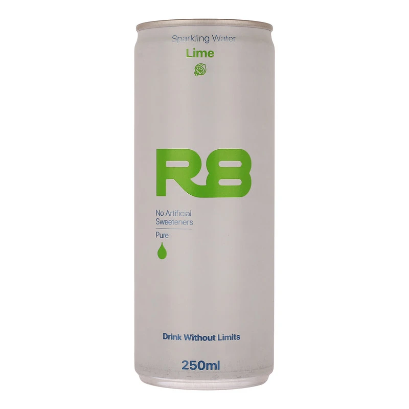 r8-limon آب گازدار 250 میلی لیتری R8 لیمو هپی لایف - باکس 24 عددی آرایت